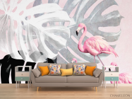 Фотообои Фламинго и Монстера - 1
