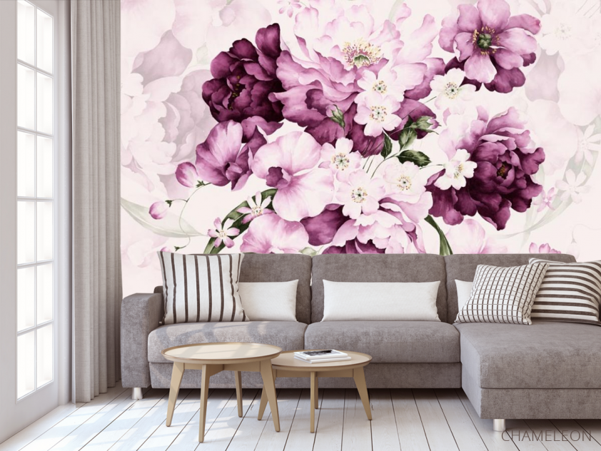 Фотообои Акварельные фиолетовые цветы - 3