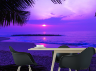 Фотошпалери Фіолетовий захід сонця над морем - 1