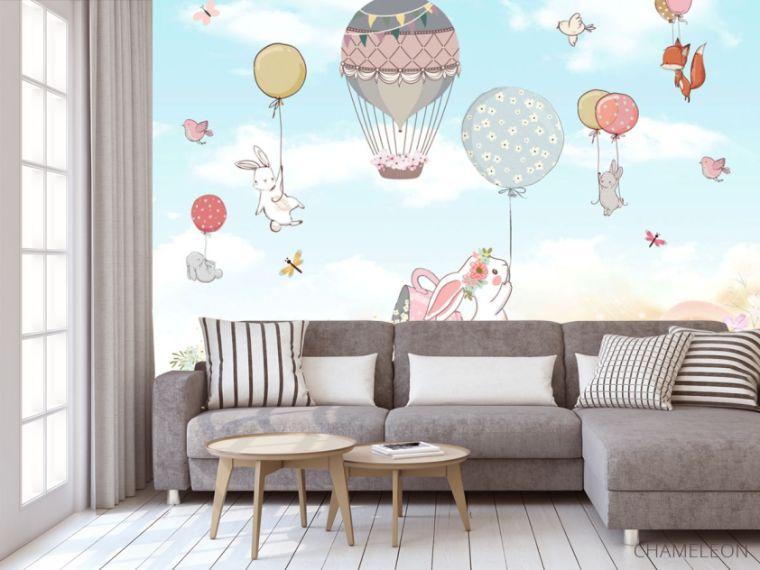 Фотообои Зайки на воздушных шарах - 3
