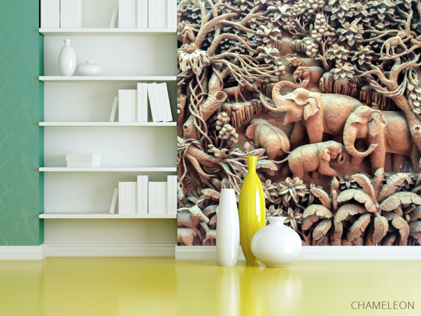 Фотошпалери дерев'яні слони - 3