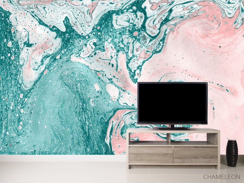 Фотообои Розово-бирюзовый Fluid art - 2