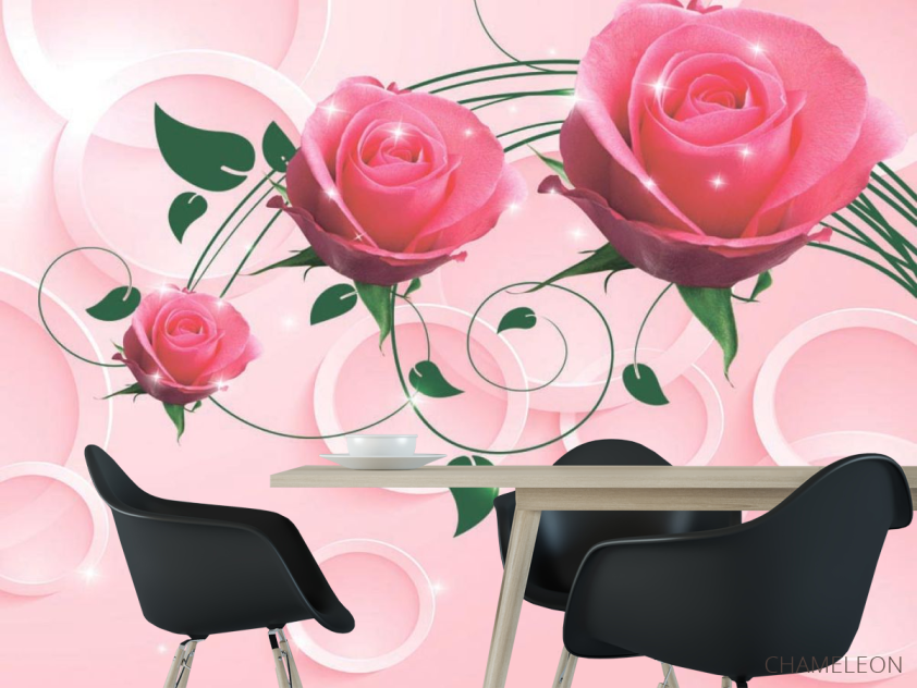 Фотошпалери Рожеві троянди 3d - 1
