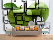 Фотообои яблоко на кубах 3Д - 1