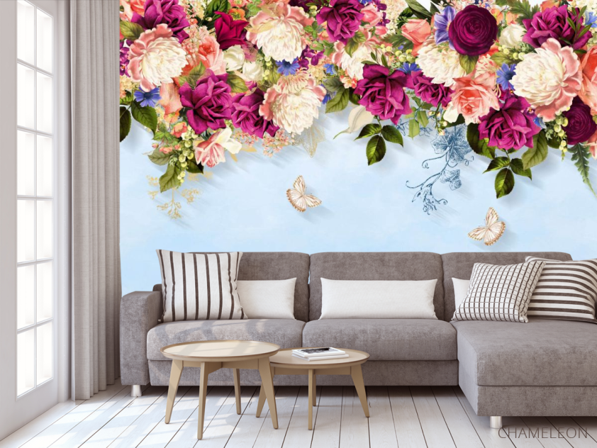 Фотообои Яркие цветы с потолка - 3