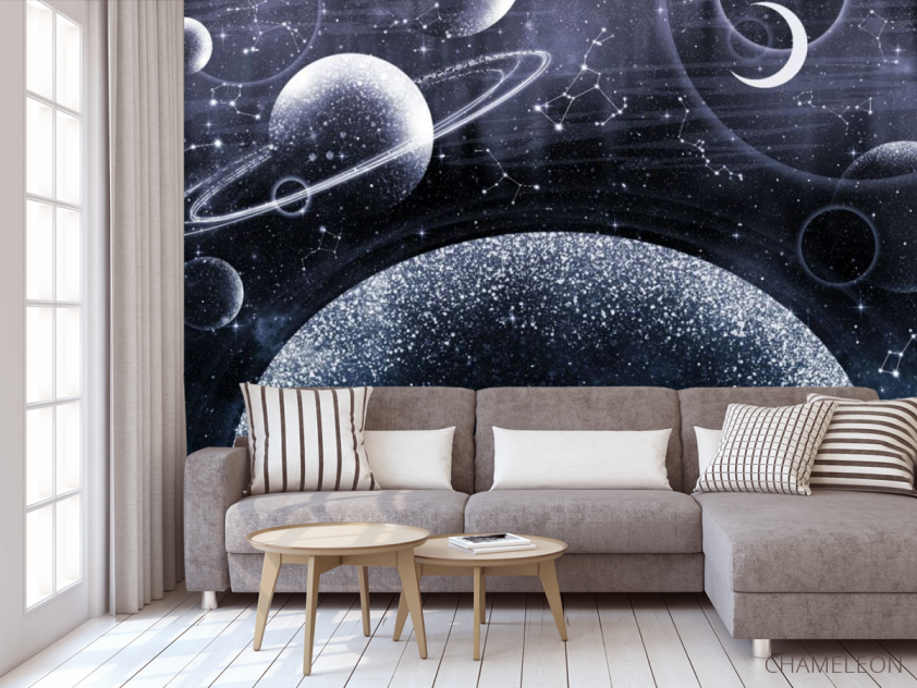 Фотообои Дизайнерские планеты бежевый оттенок - 3