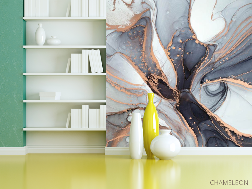 Фотошпалери Сірий fluid art - 3