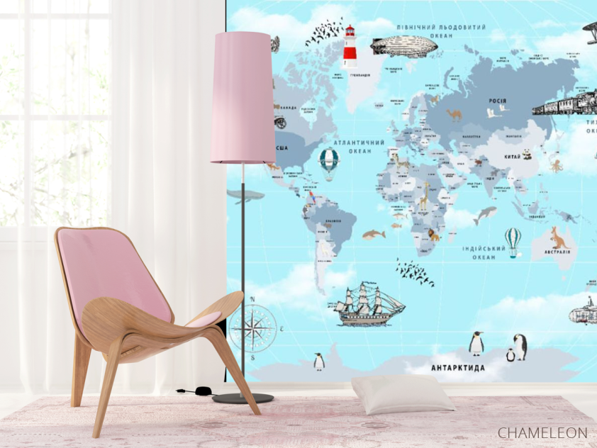 Фотошпалери блакитна карта дитяча українською - 4