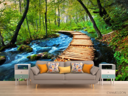 Фотообои деревянный мостик в лесу - 1