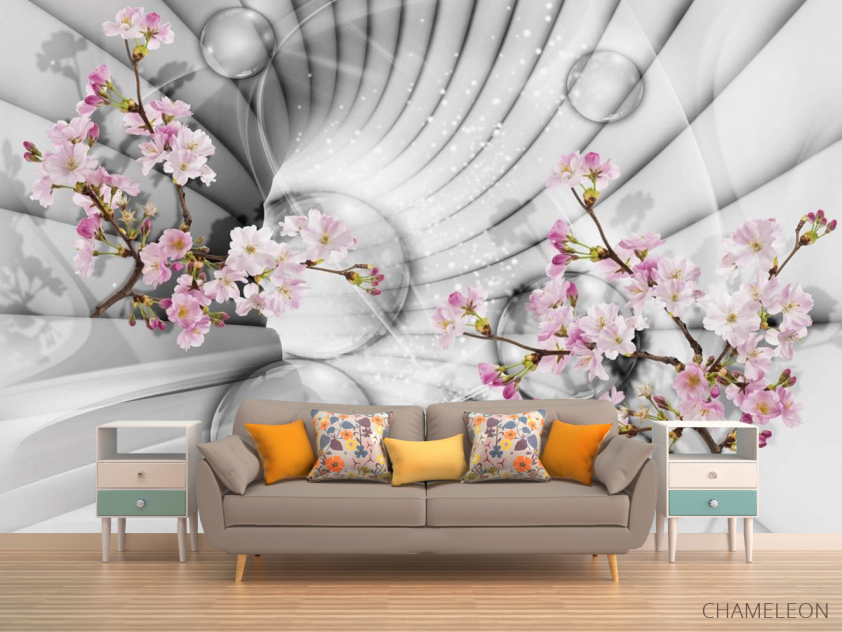 Фотообои 3д тоннель с цветами - 1