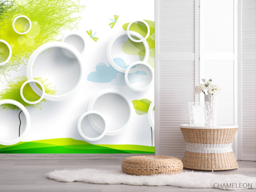 Фотошпалери Кола з абстрактними деревтями - 2