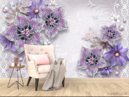 Фотообои 3d брошь+цветы - 4