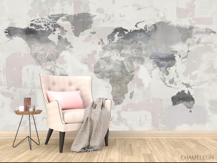 Фотообои Карта мира в пастельных тонах - 4