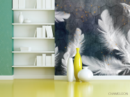 Фотошпалери Білі пір'я з золотом - 3