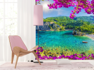 Фотошпалери вид на гавань через рожеві гілки - 4