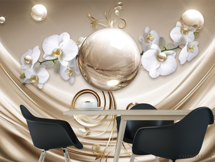 Фотошпалери Орхідея і кола 3д - 1