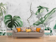 Фотообои Монстера и бетон - 1