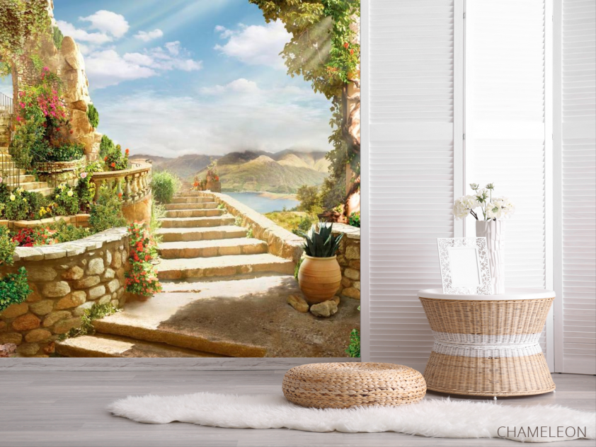 Фотошпалери Сходинки, арка, гори - 2