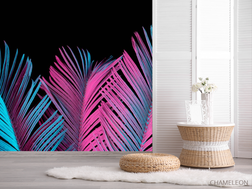 Фотошпалери неонові листя - 2