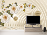 Фотообои 3д тонель с цветами - 2