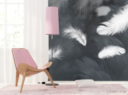 Фотошпалери білі пір'я на сірому - 4