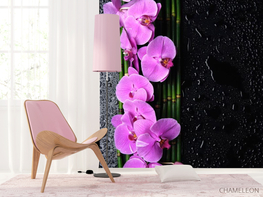 Фотошпалери Орхідеї рожеві, бамбук - 4