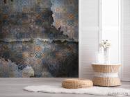 Фотошпалери Мотиви печворк на тлі чорного цегли - 2