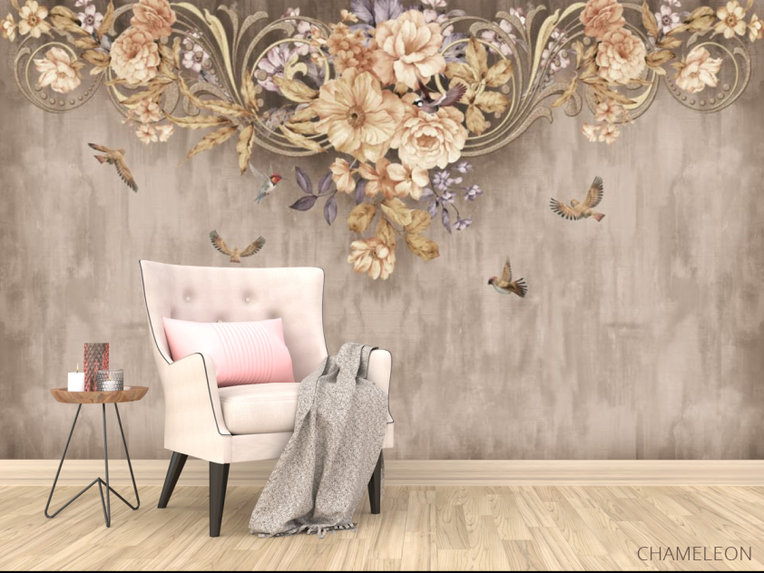 Фотообои Коричневые цветы под потолком - 4