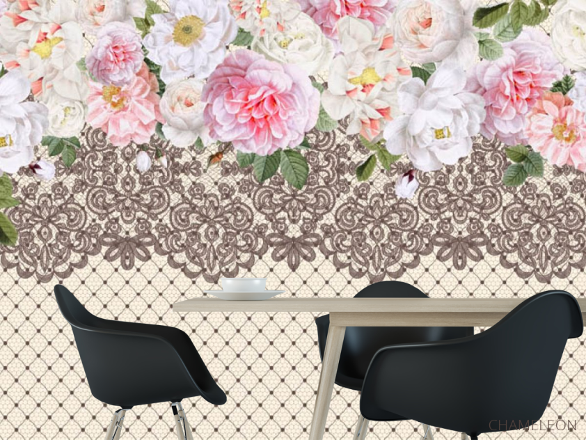 Фотошпалери квіти з мереживом - 1