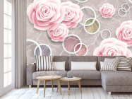 Фотообои Розовые 3Д розочки - 3