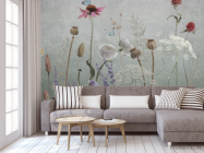 Фотообои Полевые дизайнерские цветы серые - 3