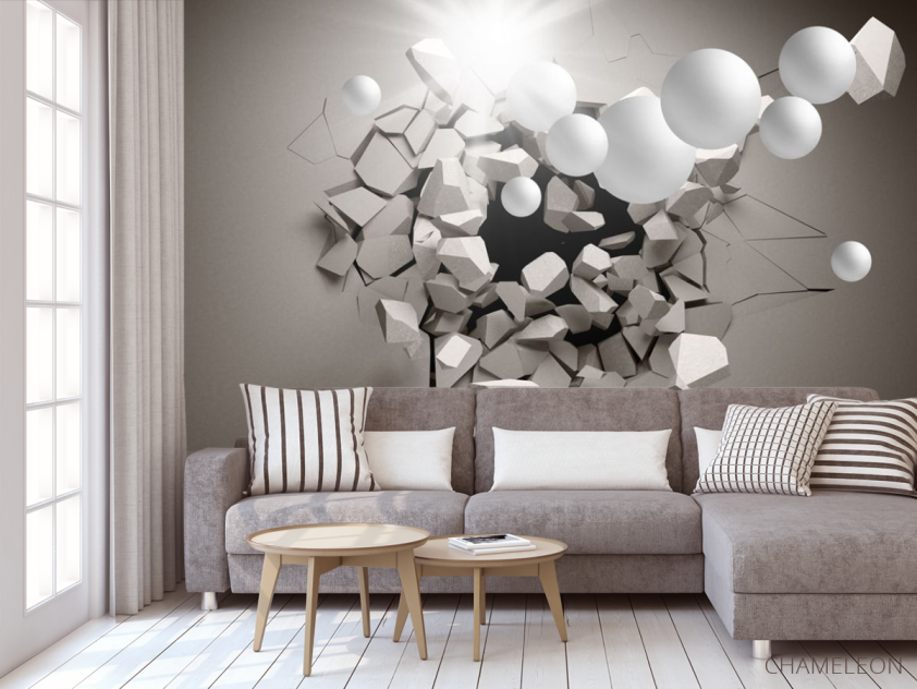 Фотообои 3д стена с шарами - 3