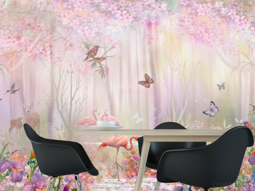 Фотошпалери Фламінго в лісі сказачном - 1