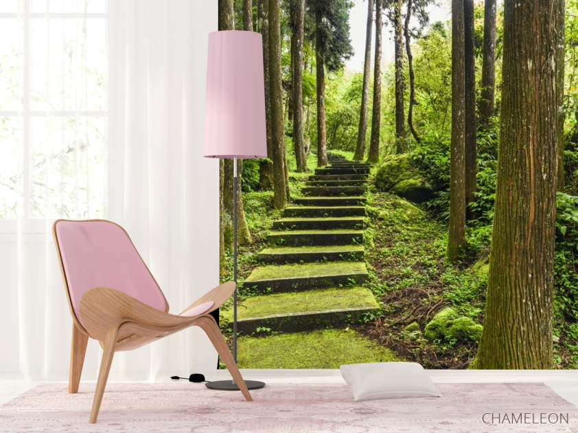 Фотошпалери зелені сходи в лісі - 4