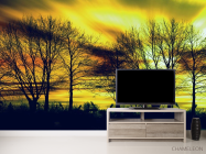 Фотообои желтое небо за деревьями - 2