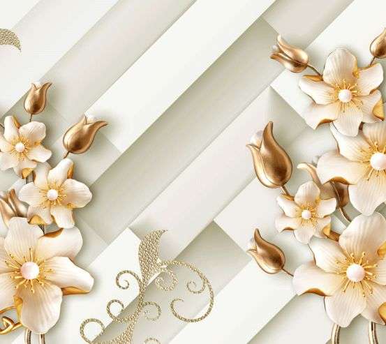 Фотошпалери Золоті квіти 3д 24044