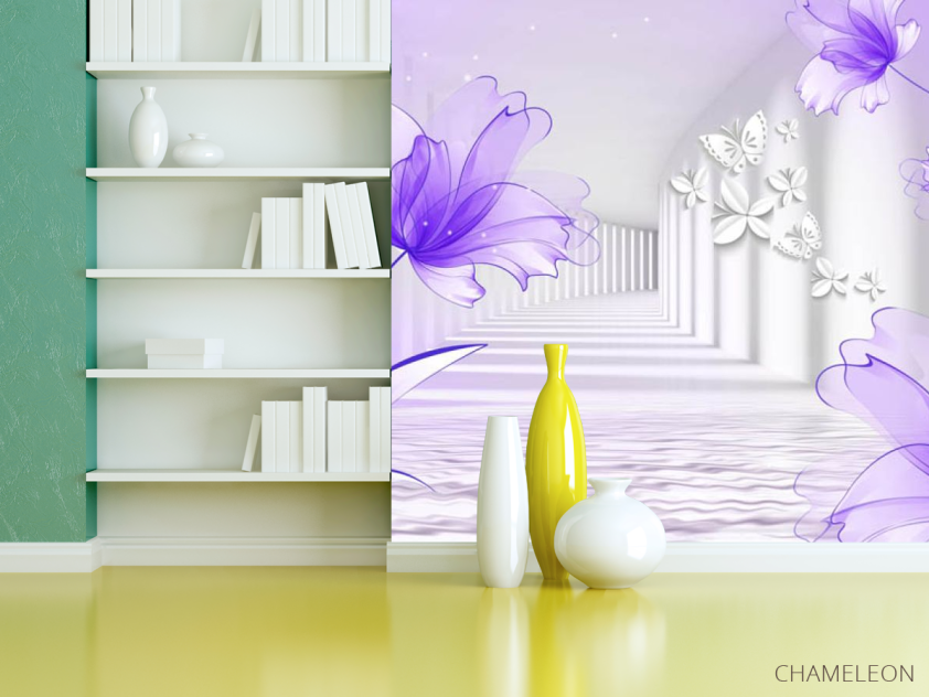 Фотошпалери квіти на тлі тунелю - 3