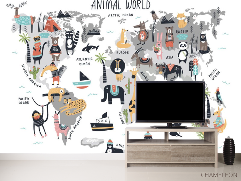 Фотообои Карта детская с животными - 2