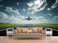 Фотообои самолет над взлетной полосой - 1