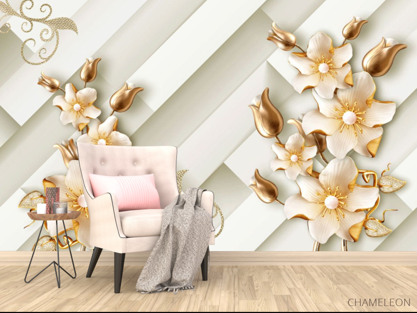 Фотообои Золотые цветы 3д - 4