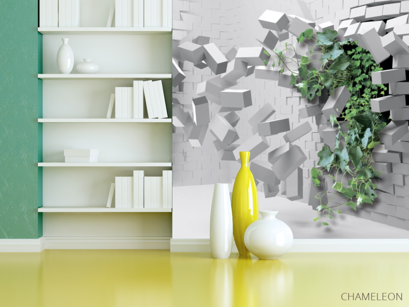 Фотошпалери Цегляна стіна з квіткою - 3