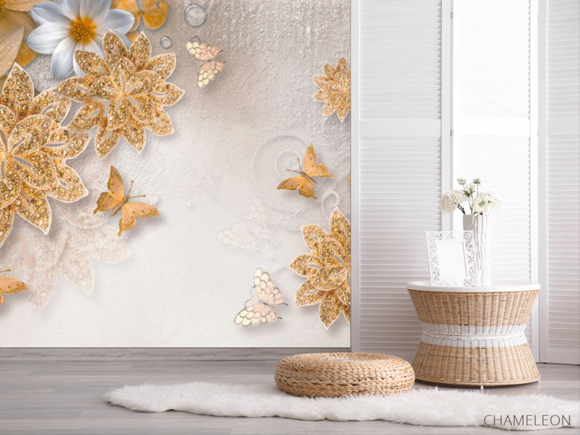 Фотошпалери Золоті брошки з візерунками - 2