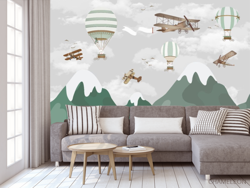 Фотообои детские горы и самолеты - 3