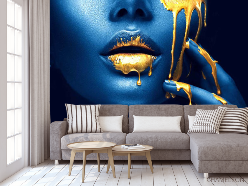 Фотообои Арт губы и золото - 3