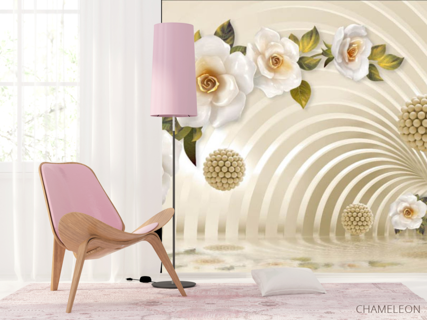 Фотошпалери 3Д тунель з квітами - 4