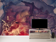 Фотообои Золотой Fluid art с фиолетовым - 2