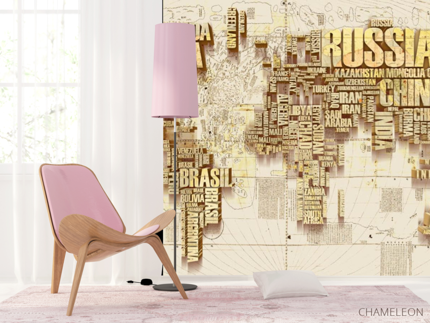 Фотошпалери Карта із золотого тексту - 4