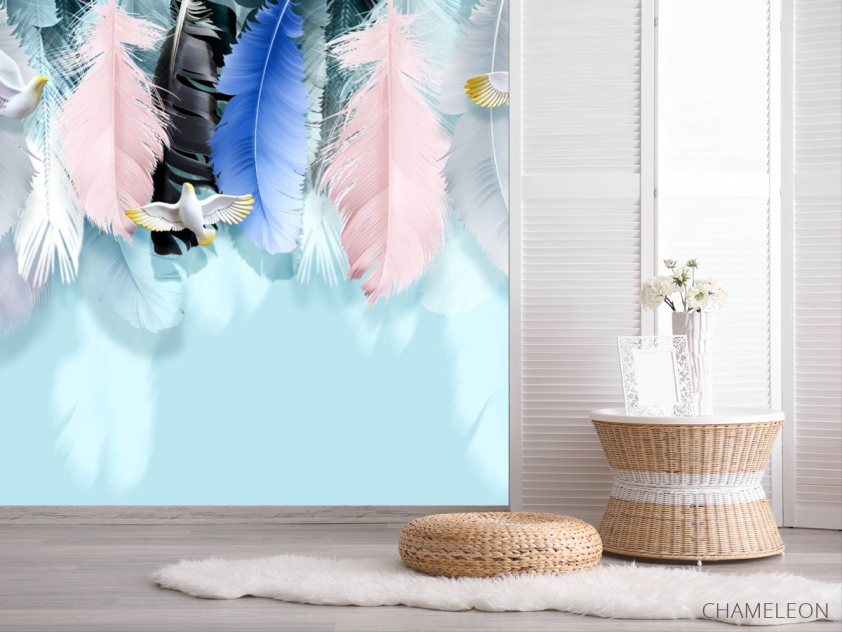 Фотошпалери різнокольорові пір'я - 2