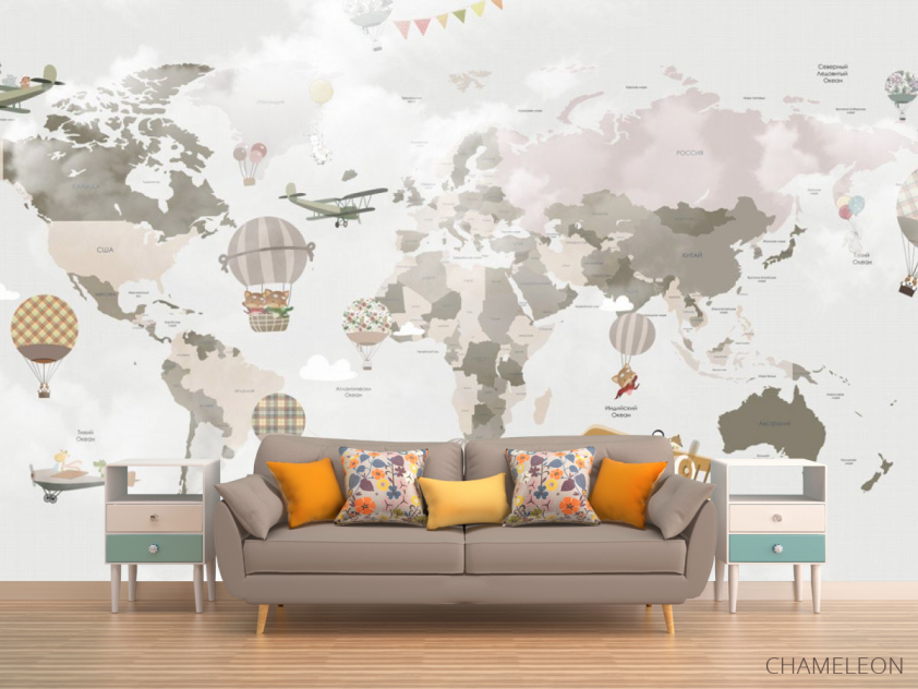 Фотообои 3д карта детская - 1