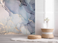 Фотошпалери Сірий Fluid art з золотом - 2